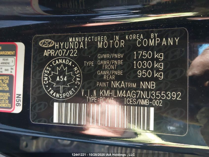 2022 Hyundai Elantra Preferred Ivt With Sun And Tech Package VIN: KMHLM4AG7NU355392 Lot: 12441221