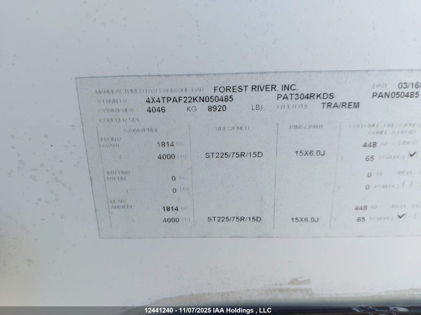 4X4TPAF22KN050485 2019   photo no. 13