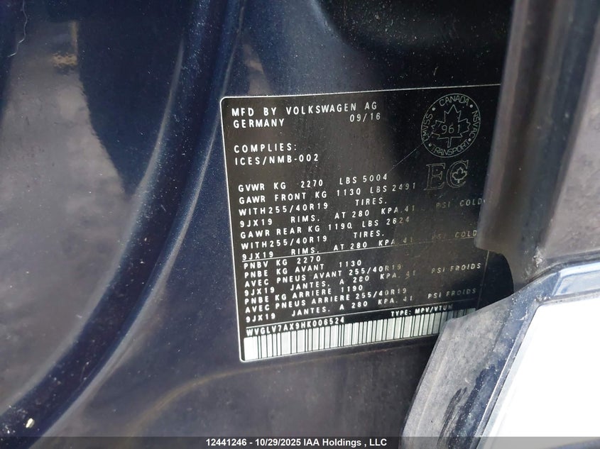 WVGLV7AX9HK006524 2017 VOLKSWAGEN TIGUAN photo no. 9