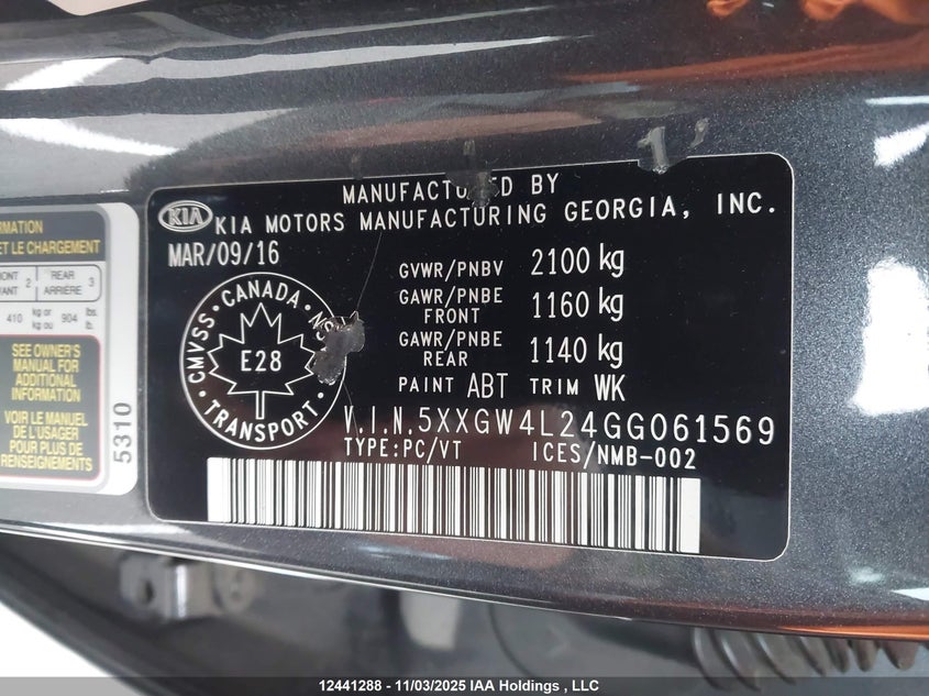 5XXGW4L24GG061569 2016 KIA OPTIMA photo no. 9