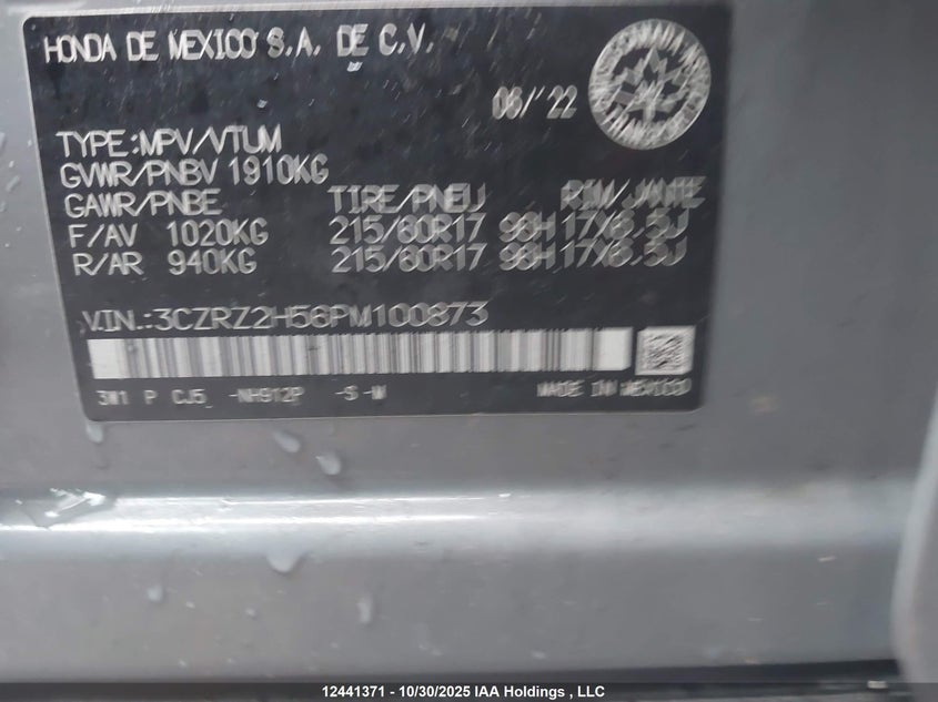 3CZRZ2H56PM100873 2023 HONDA HR-V photo no. 9