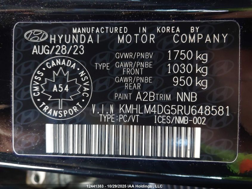 2024 Hyundai Elantra Preferred W/Tech Package VIN: KMHLM4DG5RU648581 Lot: 12441383