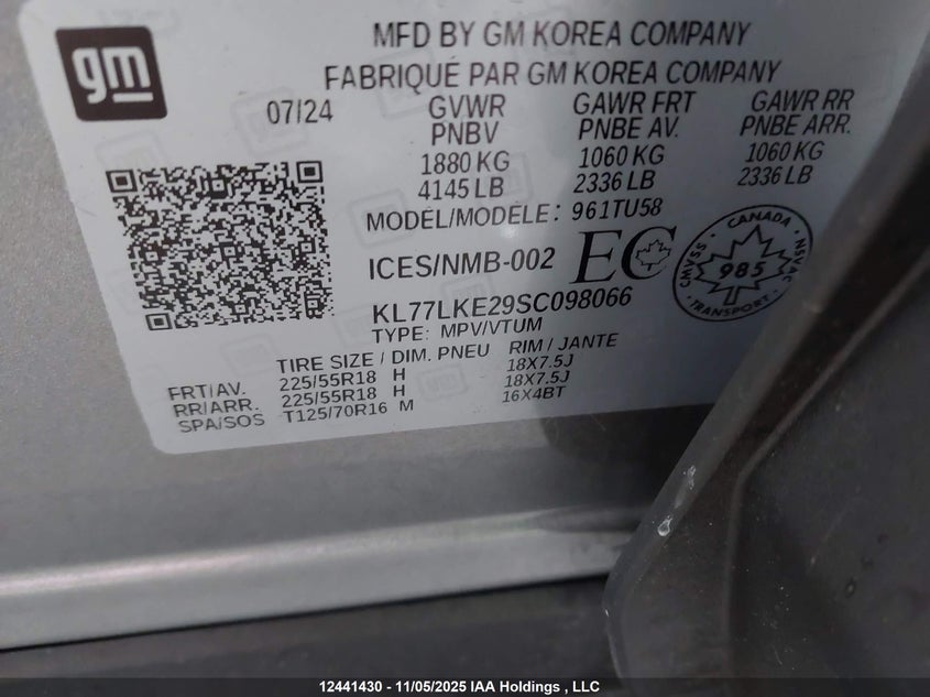 KL77LKE29SC098066 2025 CHEVROLET TRAX photo no. 9