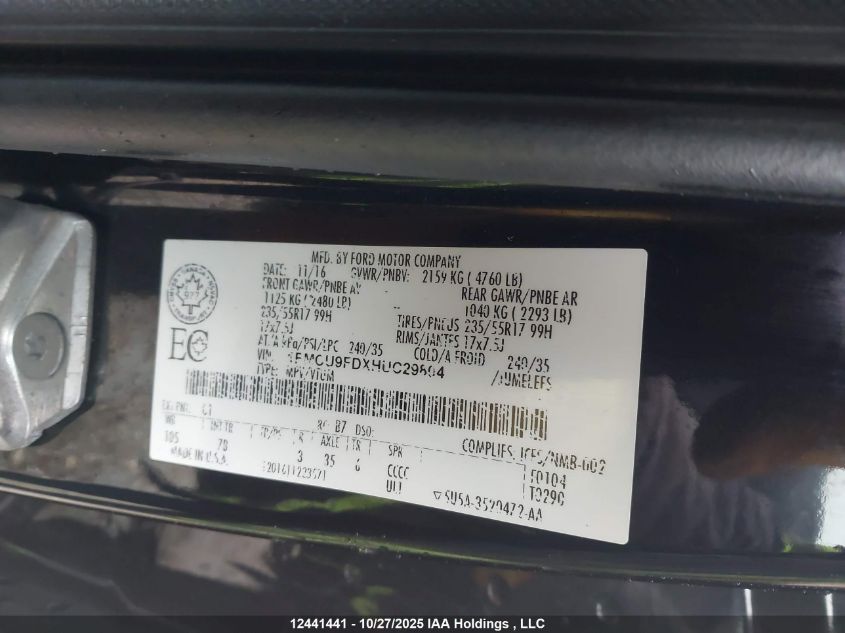 2017 Ford Escape S VIN: 1FMCU9FDXHUC29804 Lot: 12441441