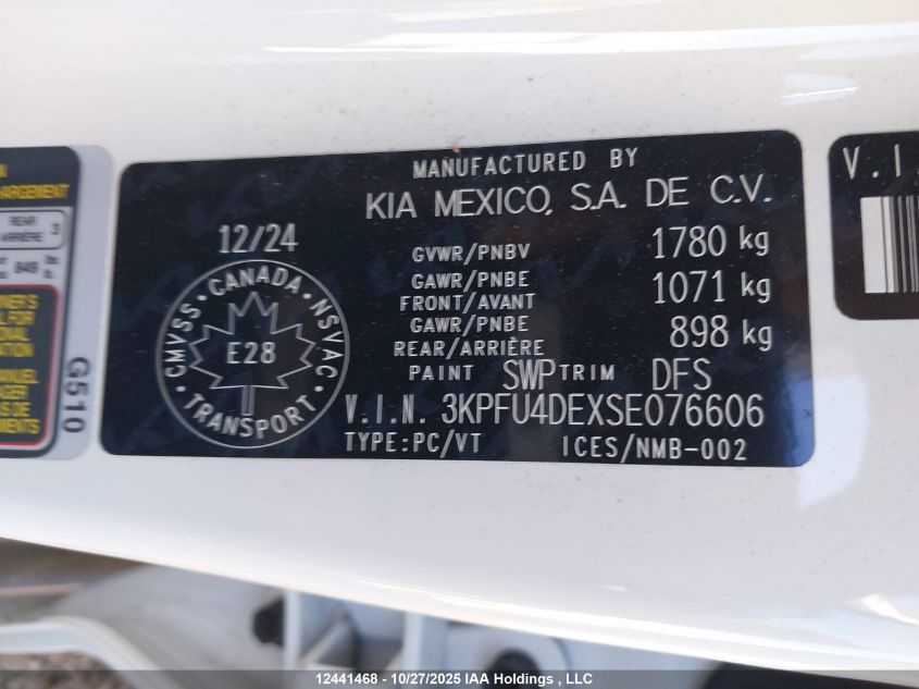 2025 Kia K4 Ex/Ex+ VIN: 3KPFU4DEXSE076606 Lot: 12441468