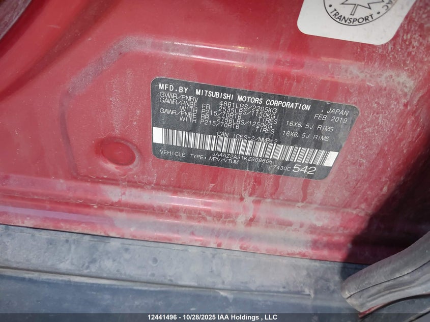 JA4AZ2A31KZ608665 2019 MITSUBISHI OUTLANDER photo no. 17