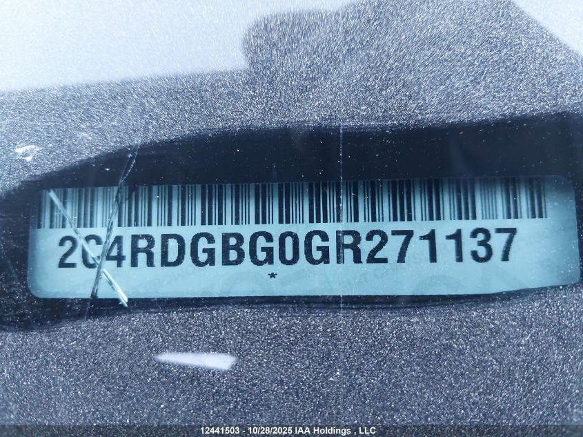 2016 Dodge Grand Caravan Se VIN: 2C4RDGBG0GR271137 Lot: 12441503