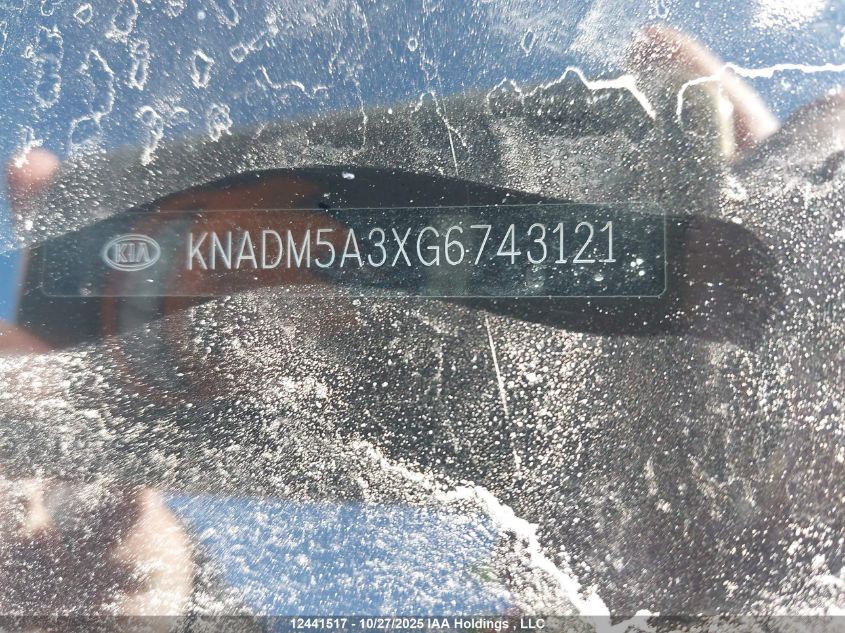 2016 Kia Rio Ex/Ex+ W/Sunroof/Lx/Lx+/Lx+ Eco/Sx VIN: KNADM5A3XG6743121 Lot: 12441517