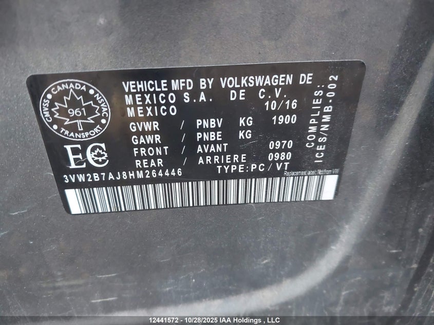 3VW2B7AJ8HM264446 2017 VOLKSWAGEN JETTA photo no. 9