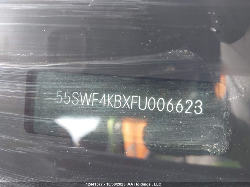 2015 Mercedes-Benz C 300 4Matic VIN: 55SWF4KBXFU006623 Lot: 12441577