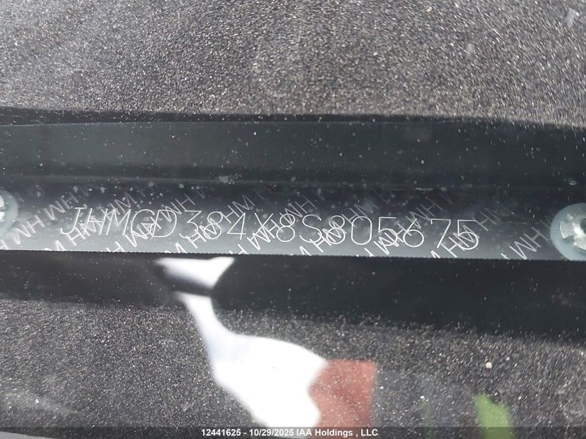 2008 Honda Fit VIN: JHMGD384X8S805675 Lot: 12441625