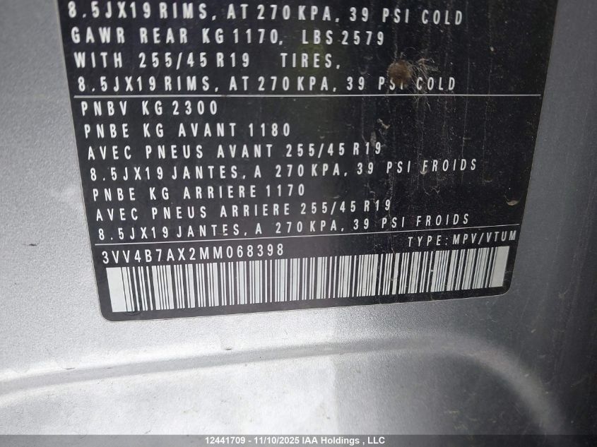 2021 Volkswagen Tiguan Highline VIN: 3VV4B7AX2MM068398 Lot: 12441709