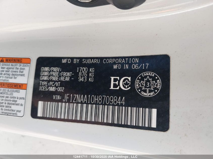 2017 Toyota 86 Special Edition VIN: JF1ZNAA10H8709844 Lot: 12441711