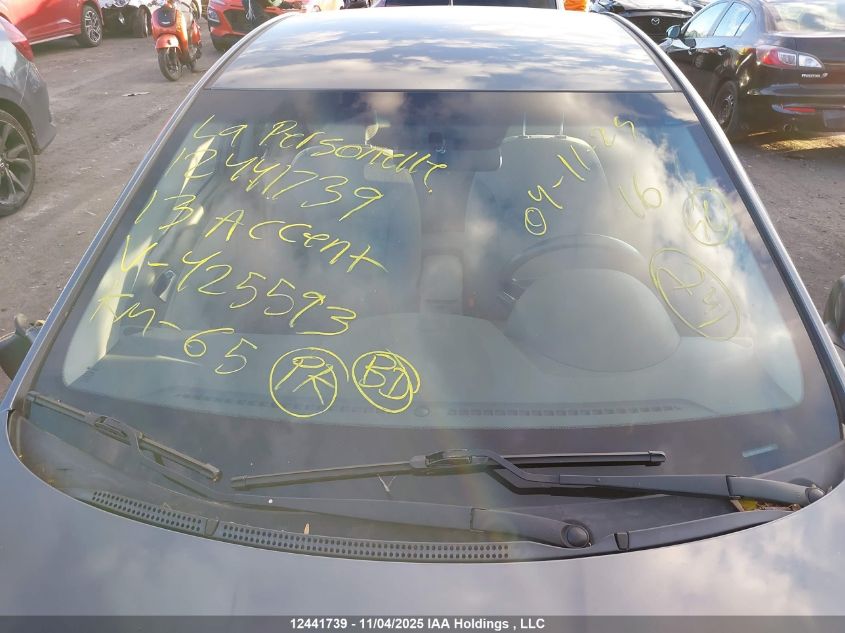 2013 Hyundai Accent Gls/Gs VIN: KMHCT4AE6DU425593 Lot: 12441739