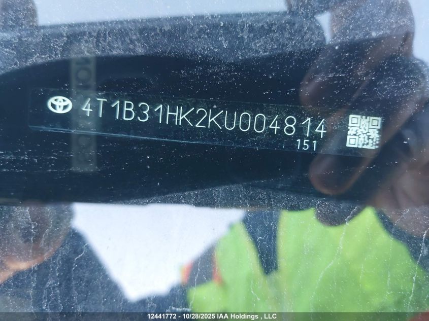 2019 Toyota Camry VIN: 4T1B31HK2KU004814 Lot: 12441772