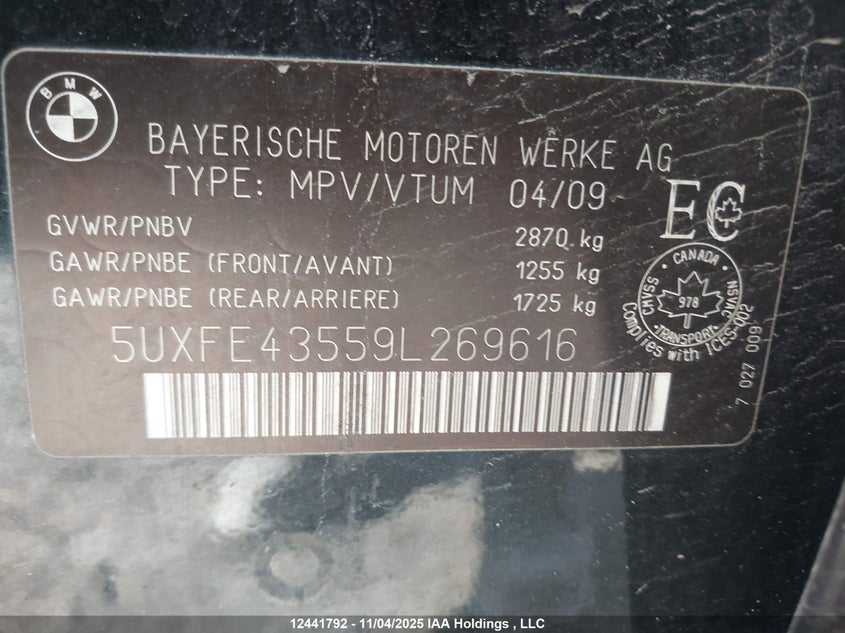 5UXFE43559L269616 2009 BMW X5 photo no. 9