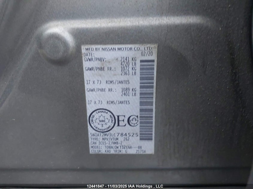 5N1AT2MV3LC784525 2020 NISSAN ROGUE photo no. 19