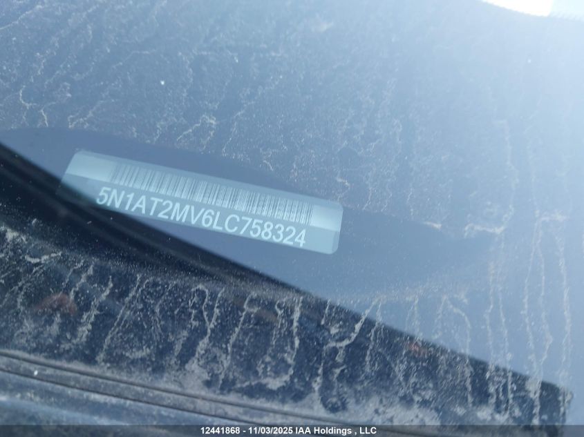 2020 Nissan Rogue S/Sl/Sv VIN: 5N1AT2MV6LC758324 Lot: 12441868