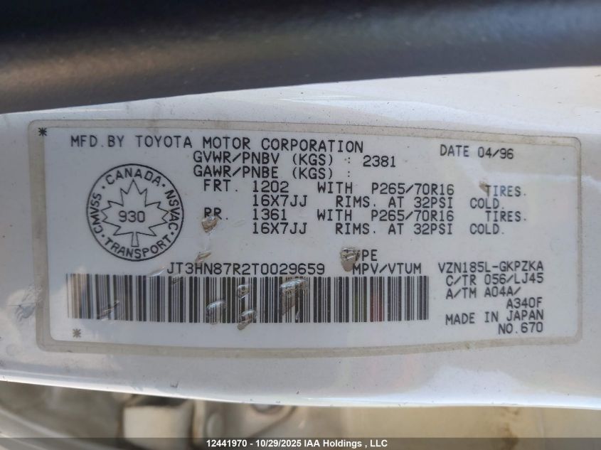 1996 Toyota 4Runner Limited VIN: JT3HN87R2T0029659 Lot: 12441970