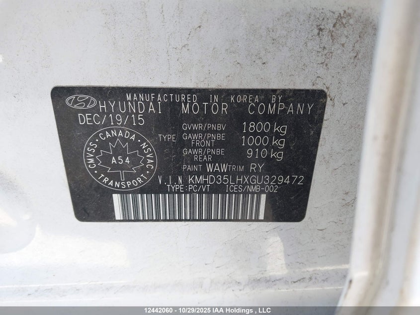 KMHD35LHXGU329472 2016 HYUNDAI ELANTRA photo no. 9