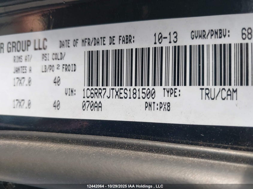 1C6RR7JTXES181500 2014 RAM 1500 photo no. 9