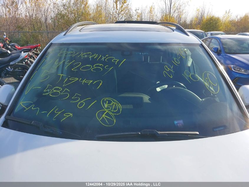 2015 Volkswagen Tiguan Comfortline/Highline/Special Edition/Trendline VIN: WVGJV7AX9FW585561 Lot: 12442084