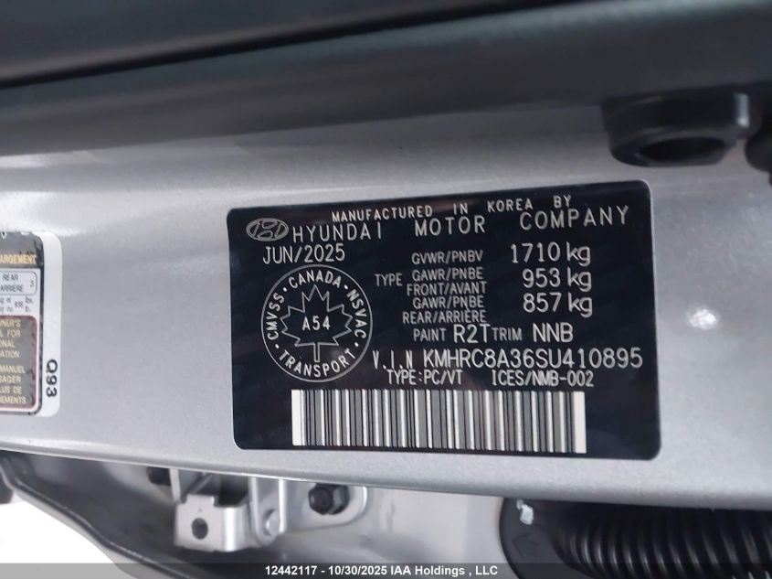 2025 Hyundai Venue Sel/Limited VIN: KMHRC8A36SU410895 Lot: 12442117