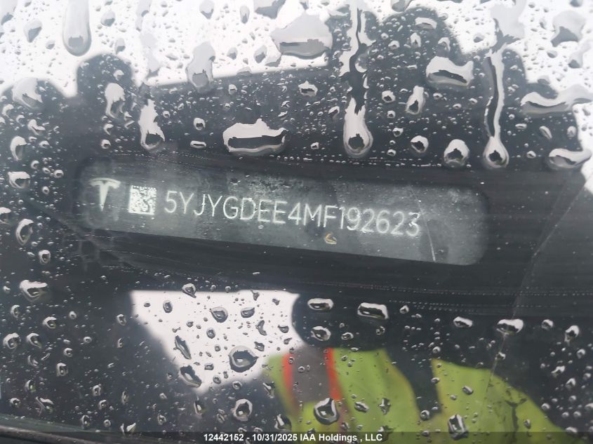 2021 Tesla Model Y VIN: 5YJYGDEE4MF192623 Lot: 12442152