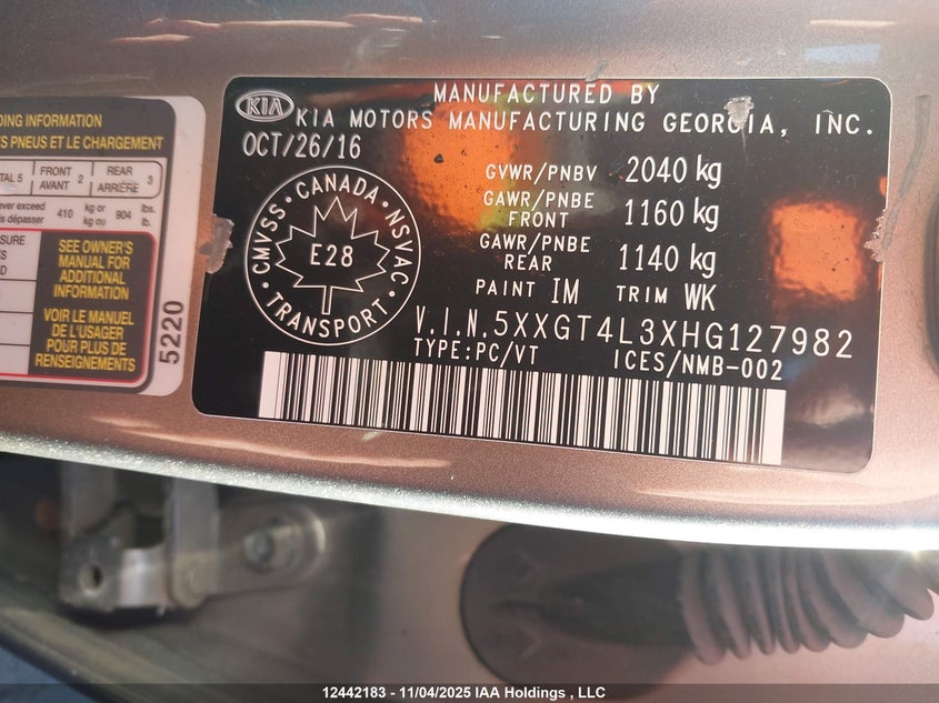 5XXGT4L3XHG127982 2017 KIA OPTIMA photo no. 9