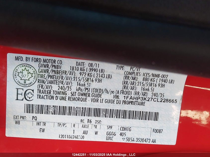 1FAHP3K27CL228665 2012 FORD FOCUS photo no. 18