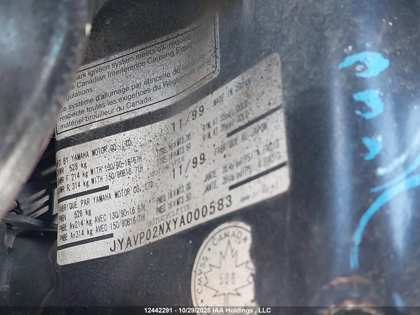 2000 Yamaha Xv16 Am VIN: JYAVP02NXYA000583 Lot: 12442291