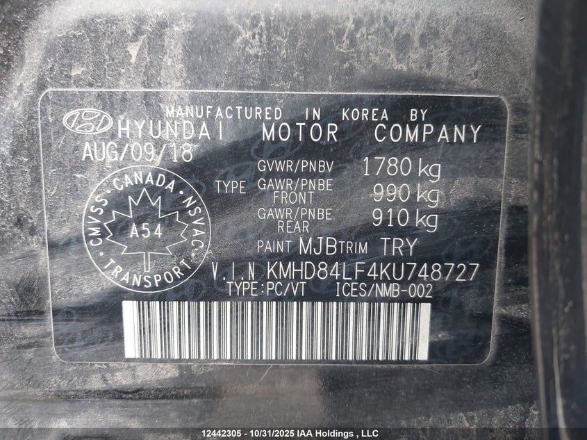 KMHD84LF4KU748727 2019 HYUNDAI ELANTRA photo no. 9