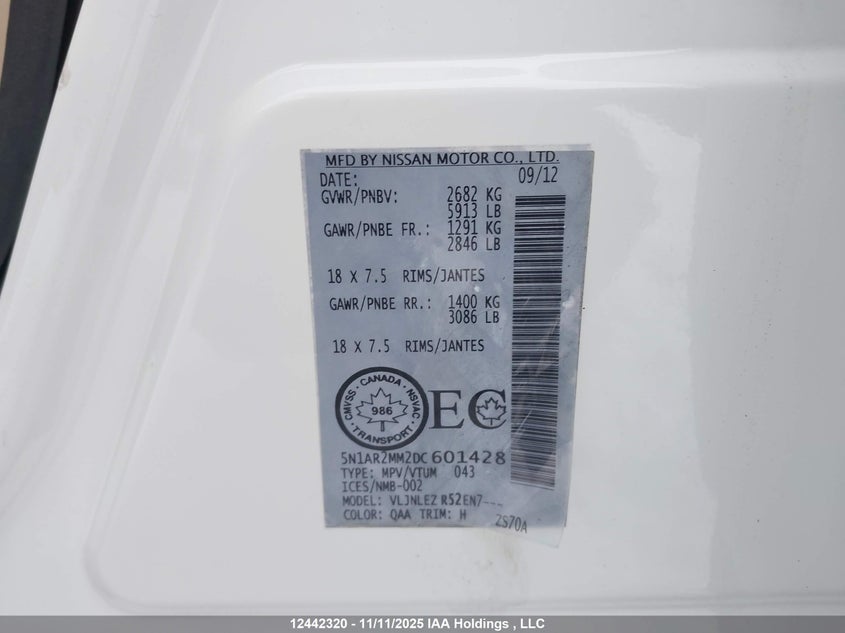 5N1AR2MM2DC601428 2013 NISSAN PATHFINDER photo no. 9