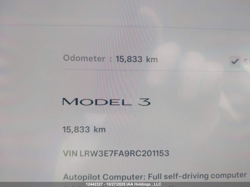 2024 Tesla Model 3 VIN: LRW3E7FA9RC201153 Lot: 12442327