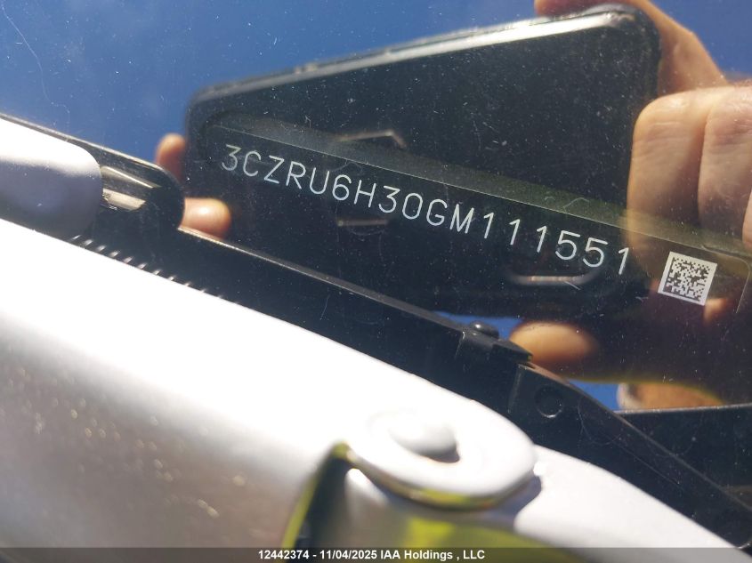 2016 Honda Hr-V Lx VIN: 3CZRU6H30GM111551 Lot: 12442374