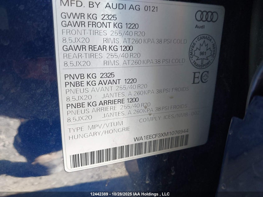 WA1EECF3XM1076944 2021 AUDI Q3 photo no. 18
