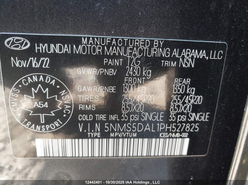 5NMS5DAL1PH527825 2023 HYUNDAI SANTA FE photo no. 9