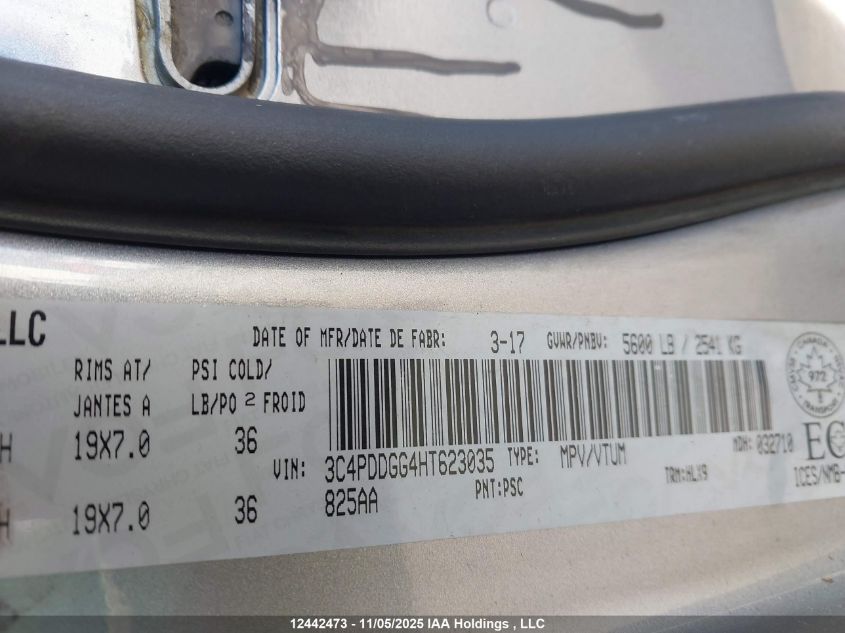 2017 Dodge Journey Crossroad VIN: 3C4PDDGG4HT623035 Lot: 12442473