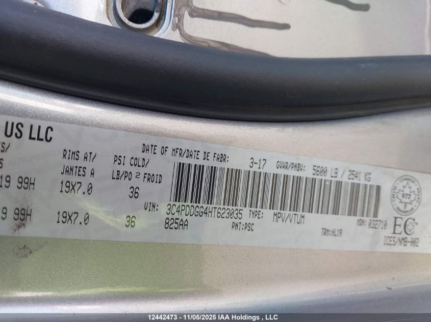 2017 Dodge Journey Crossroad VIN: 3C4PDDGG4HT623035 Lot: 12442473