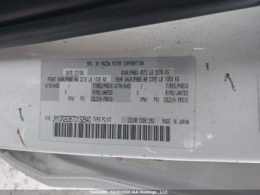 2007 Mazda 5 VIN: JM1CR293670132640 Lot: 12442495