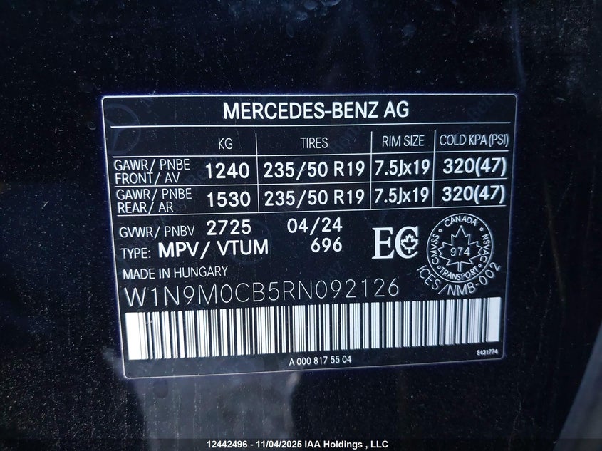 W1N9M0CB5RN092126 2024 MERCEDES-BENZ  photo no. 9