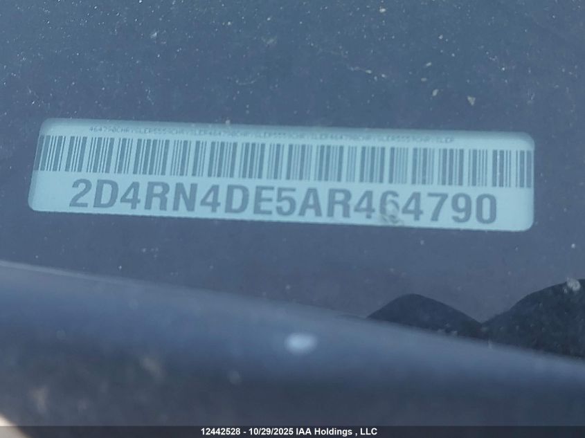 2010 Dodge Grand Caravan Se VIN: 2D4RN4DE5AR464790 Lot: 12442528