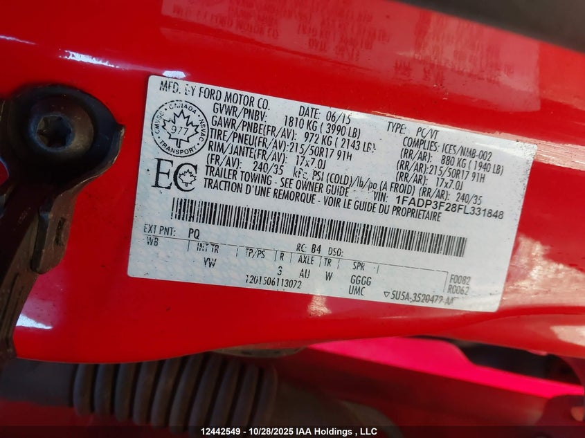 1FADP3F28FL331848 2015 FORD FOCUS photo no. 19