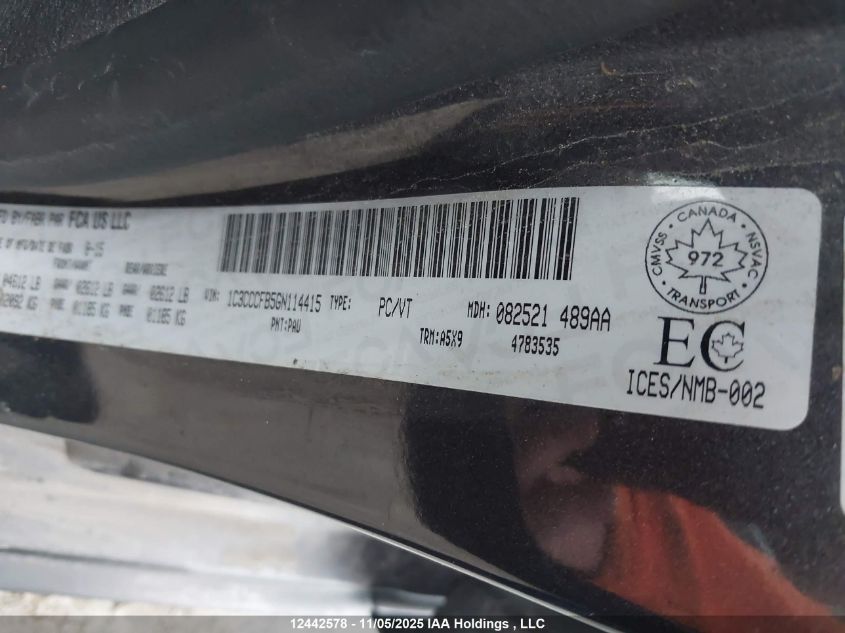 2016 Chrysler 200 Lx VIN: 1C3CCCFB5GN114415 Lot: 12442578