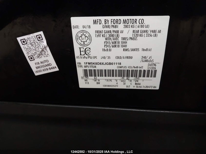 1FM5K8D8XJGB61118 2018 FORD EXPLORER photo no. 19