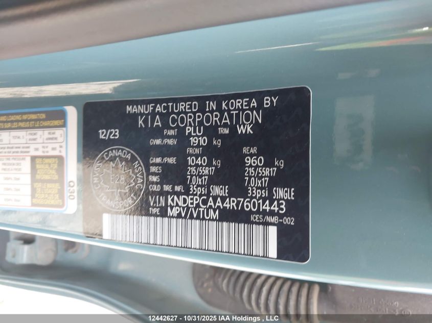 2024 Kia Seltos Lx VIN: KNDEPCAA4R7601443 Lot: 12442627