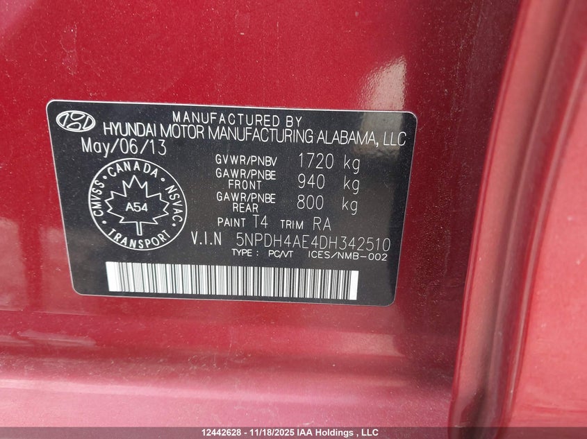 5NPDH4AE4DH342510 2013 HYUNDAI ELANTRA photo no. 9