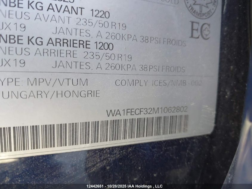 2021 Audi Q3 45 Technik VIN: WA1FECF32M1062802 Lot: 12442651