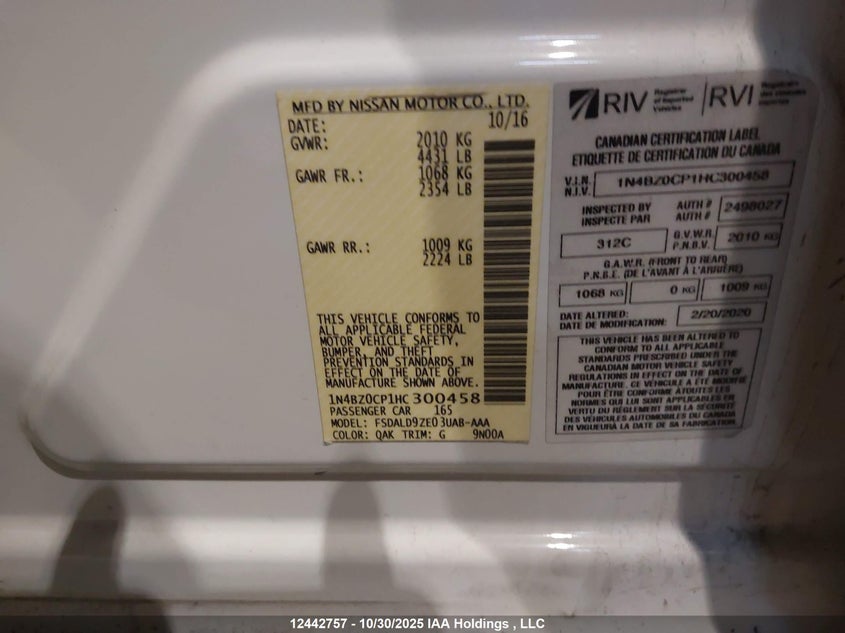1N4BZ0CP1HC300458 2017 NISSAN LEAF photo no. 9
