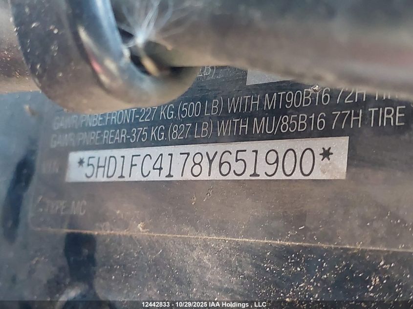 2008 Harley-Davidson Flhtcui VIN: 5HD1FC4178Y651900 Lot: 12442833